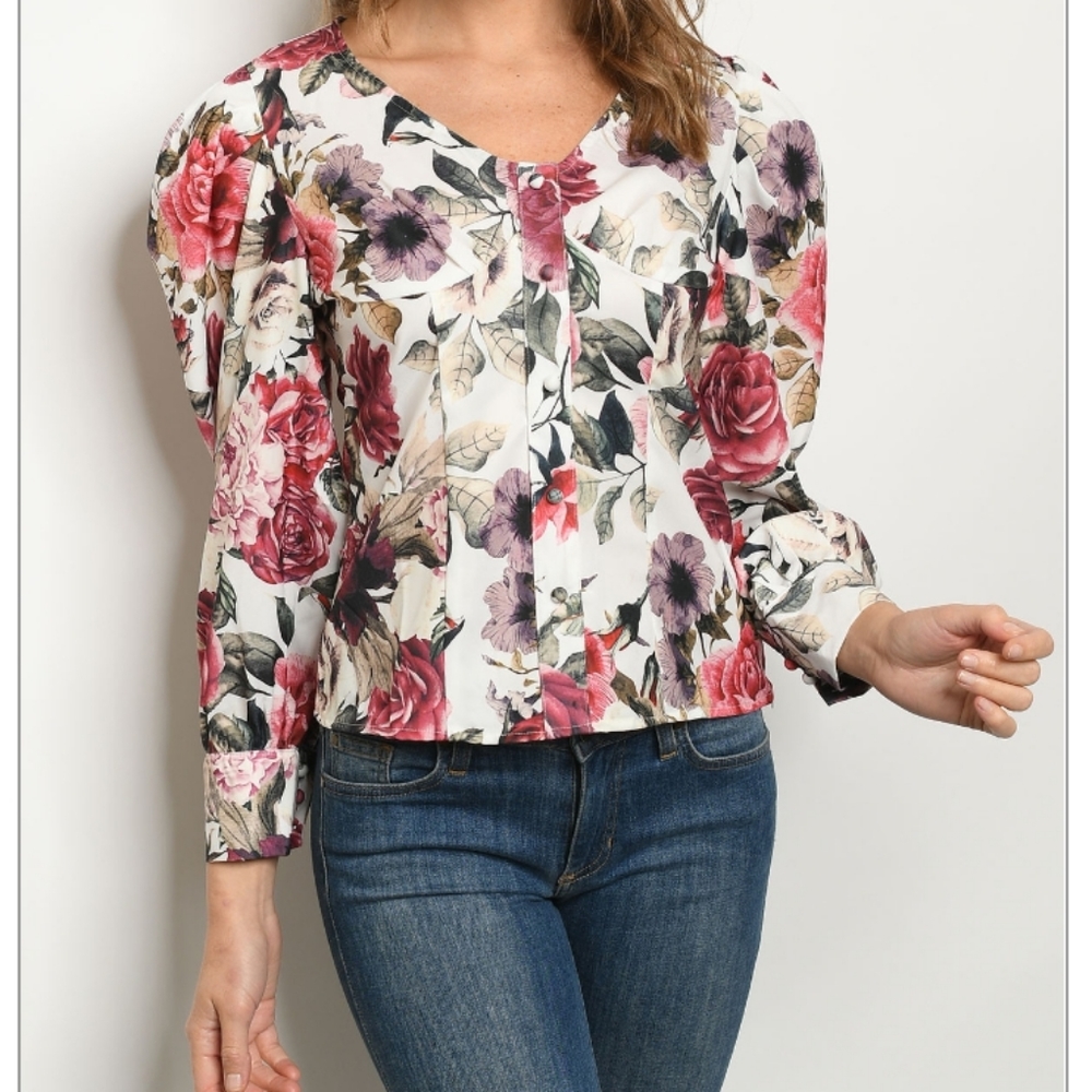 Mocha Apparel Floral Print long sleeve blouse